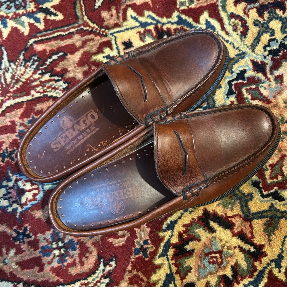Sebago genuine leather slip on loafers. Barely worn. Exquisite craftsmanship.